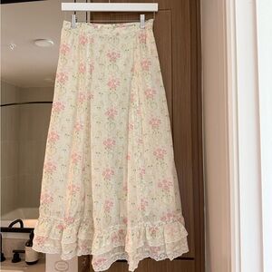 LoveShackFancy Navya Silk Midi Skirt